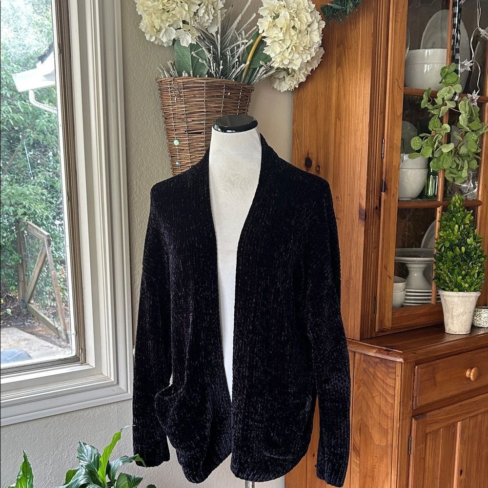 Sanctuary Black Texture Open Front Cardigan Women's S